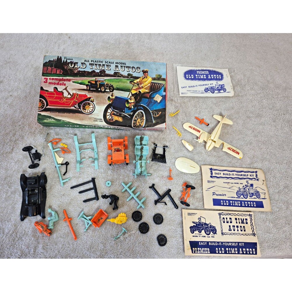 Premier Old Time Autos Plastic Model Kit Set - Model T, Packard, Stanley PARTS